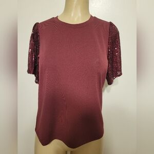 Micheal Kors Collection Red Small Sequin Top Small Christmas Holidays